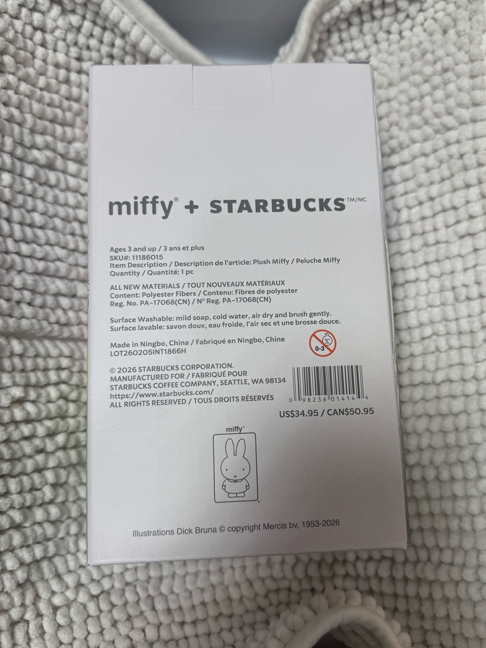 Miffy x Starbucks Limited Edition Plush Bunny Doll Collectible NIB 2026 - Picture 3 of 6